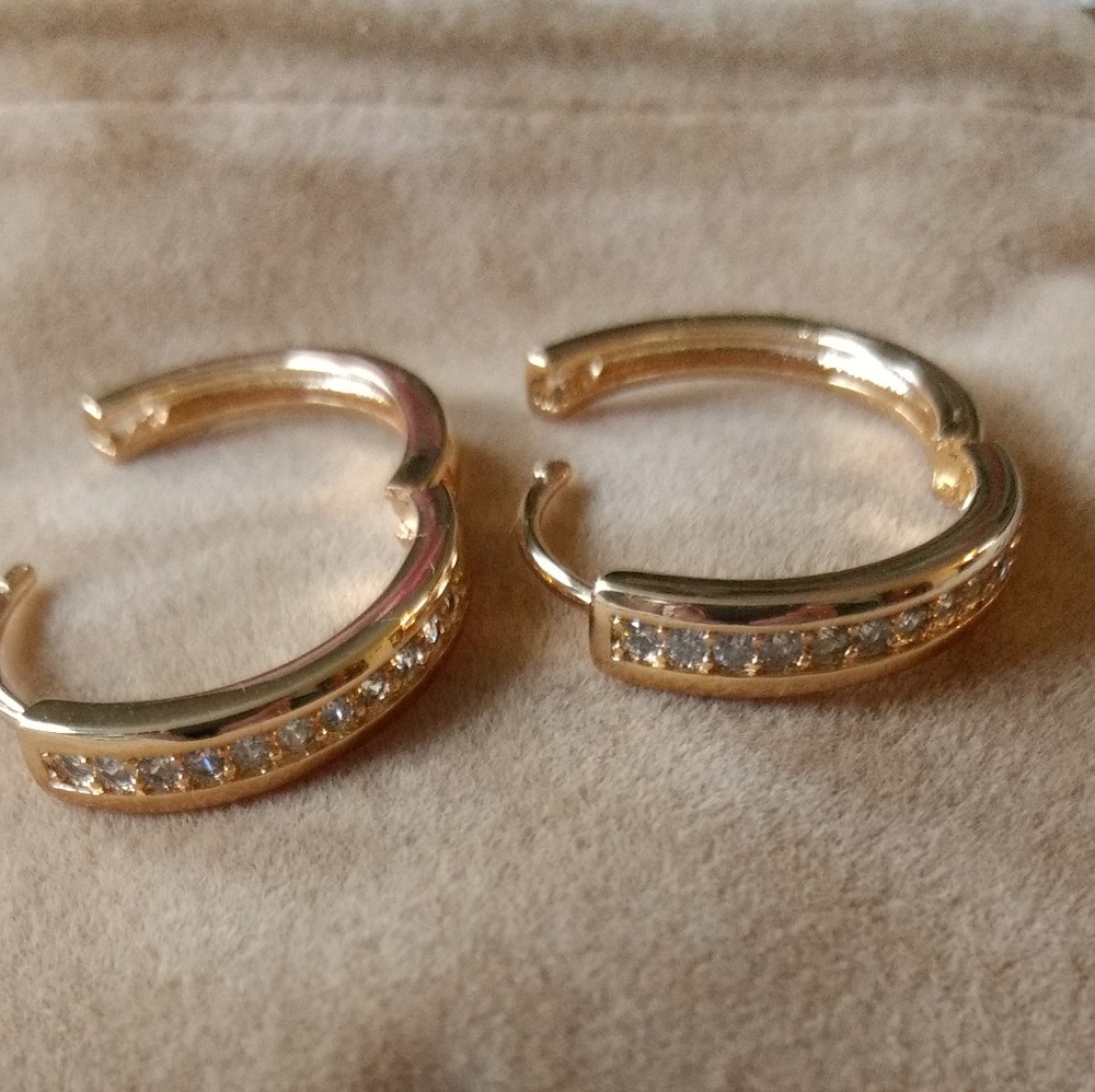 Champagne Gold-Color& Cubic Zirconia Earrings